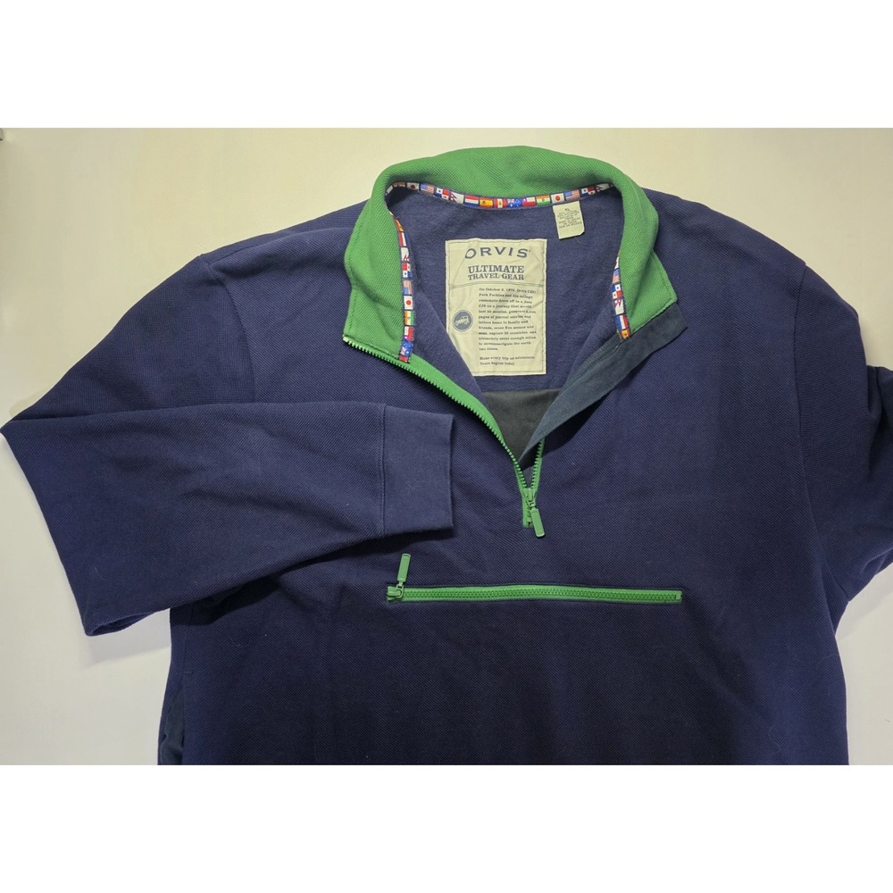 Orvis Mens‎ Size XL Ultimate Travel Gear Long Sleeve 1/4 Zip Kangaroo Pouch